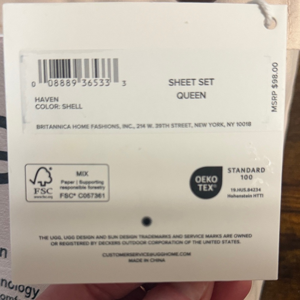 UGG Haven Cooling Queen Sheet Set in Soft Cream - Picture 3 of 6
